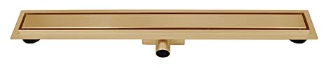 GUIDO GUSTO Duschrinne aus Edelstahl | Kupfer Gebürstet | 7cm x 80cm | Randablauf | Duschablauf Komplettset mit Haarsieb und Siphon | höhenverstellbarer Bodenablauf