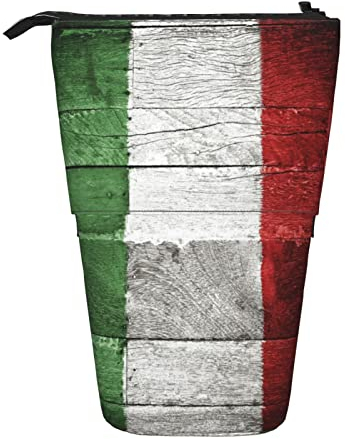 Teleskopisch Mäppchen Vintage Italien-Flagge Stiftetasche Tragbare Büro Briefpapier Tasche Große Kapazität Federmäppchen Für Jungen Teenager High School