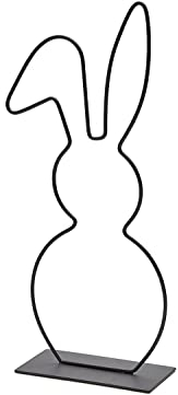 NaDeco Metallring Hase mit Fuß, in vielen Farben und Größen wählbar | Hasen Deko | Tischdeko Ostern | Dekoring | Osterdeko | Bastelring | Frühlings-Dekoration, Farbe:Schwarz, Größe:Knickohr 40cm