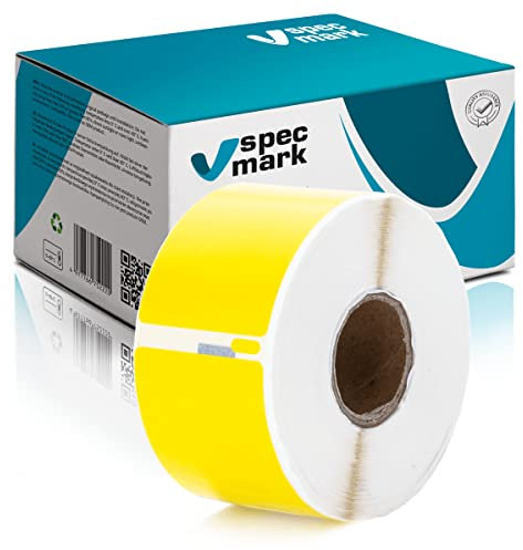 specmark Etiketten-Rolle kompatibel mit DYMO S0722400 36mm x 89mm 260 Stück kompatibel zu allen Etikettendruckern LabelWriter 450, 4XL, Seiko-SLP, Gelb Ettiket, Schwarzer Schrift