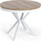 WFL GROUP Table à Manger Extensible Ronde - Table Style Loft avec Pieds en Métal Blancs - 120 à 200 Cm - Table Ronde Style Industriel pour Le Salon - Compacte - 120 Cm - Chêne Sonoma