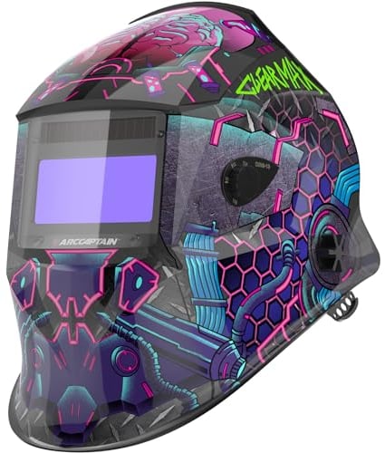ARCCAPTAIN Casco da saldatura auto oscurante, maschera per saldatura ad energia solare con 4 sensori ad arco, chiarezza ottica 1/1/1/1 e tonalità regolabile 4/9-13 casco saldatore