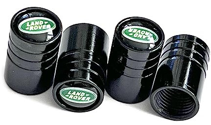 4 Stück Set Aluminium Ventilkappen Style Suzuki Opel Landrover Mazda Mercedes AMG Logo für Auto, Fahrrad, Motorrad. Deckel aus Metall (Landrover schwarz)