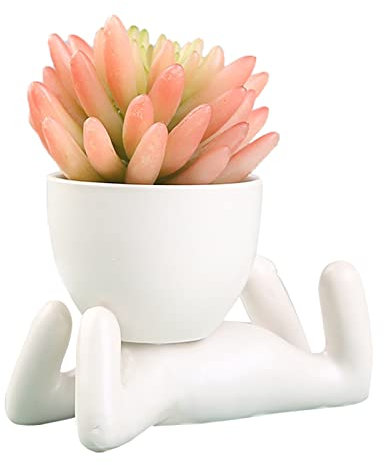 TITA-DONG Keramische Sukkulenten-Pflanzentöpfe, Kreative Kleine Blumentöpfe in Menschenform, Kleine Töpfe, Blumentöpfe, Pflanztöpfe, Niedliche Weiße Keramiktöpfe, Kleine Sukkulenten-Pflanzgefäße(#2)