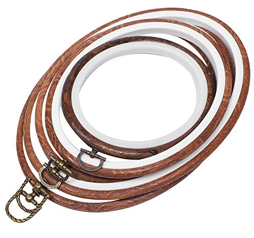 5 Stück Kreuzstich Rahmen Hoop 3 Größe Stickrahmen Holz Set ovalen Kreis Kreuzstich Hoop Ringe für Handstickerei, Kreuzstich Stickerei, DIY Handwerk Nähen