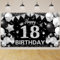 18 Geburtstag Party Dekoration,BTZO 18.Geburtstag Banner Schwarz Silver,Extra Große Stoff Hintergrund 18 Party Geburtstagsdeko Frau Mann