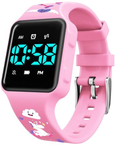 aswan watch Digitaluhr für Töpfchentraining, Trinkwasser und Händewaschen mit 15 Weckern, Countdown, Vibration, Musik,Silikonarmband - Armbanduhr für Mädchen und Jungen