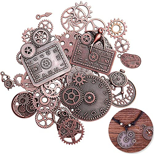 Peuirre 40 Stück Retro Steampunk Zahnräder, Basteln Deko, Schmuck Basteln, für Handgemacht Schmuckherstellung Dekoration