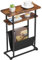 ZEXVIDA Slim Side Table for Small Spaces - 2 in 1 End Table with Magazine Holder - Rustic Brown