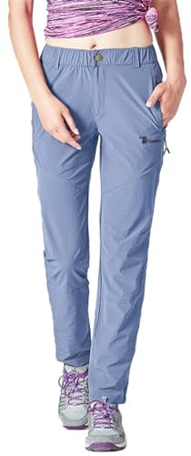 donhobo Damen Outdoorhose Winddicht Wasserabweisend Wanderhose Sommer Schnell Trockend Camping Funktionshose Trekkinghose (Hellblau,XL)