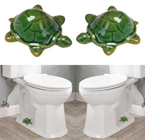 WC-Bolzenkappen, dekorative WC-Bolzenabdeckungen, Keramik, niedliche Froschabdeckungen, WC-Schrauben, Badezimmer-Dekoration, einfache Installation, 2 Stück (2 Stück grüne Schildkröte)