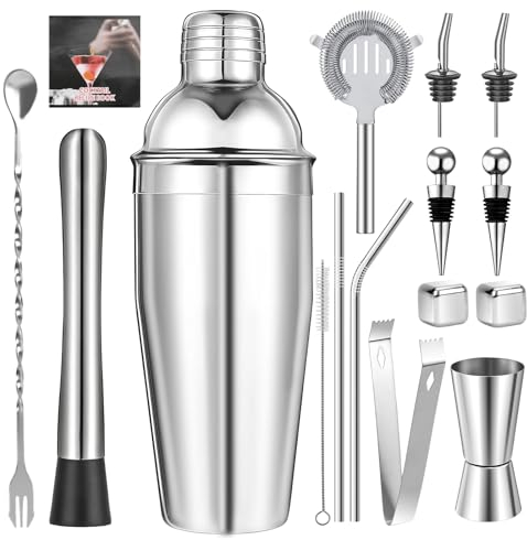 POFIBO Shaker da cocktail I 750 ML I Boston Shaker I shaker a chiusura fissa e sigillante, in acciaio inox, set da 15 baristi per casa, bar, NEWP-MIXER-03007