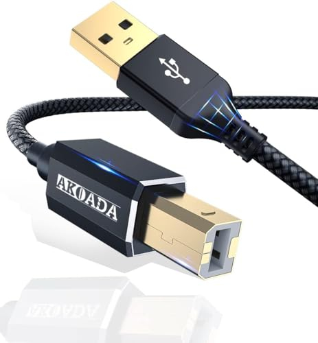Cable de impresora USB de, cable de escáner A a B 2.0, cable de impresora para HP, Canom, Deli, Epsom, Lexnark, Xerax, Brather, etc. (Gris) (Negro, 4.5M)