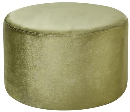 Beliani Pouf Samtstoff olivgrün rund 61 cm luxuriös glamourös Sitzhocker Samthocker Millen