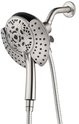 INAVAMZ Shower Heads with Handheld Spray Combo: 7.2 Rainfall Shower Head & Handheld Shower Head 2-IN-1 Shower Head with 60 Rotatable Stainless Steel Hose Nickel, Shower Trim Systems