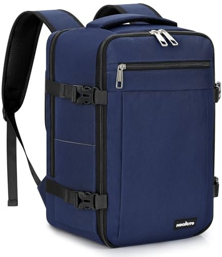 MOCOCITO Mochila Viaje Cabina Avion 40x20x25, Maletas de Viaje Cabina para Ryanair, Mochila Hombre Mujer Bolsa de Viaje Maletas Travel Backpack Equipaje de Mano Mochila Portatil, 20L (Azul Marino)