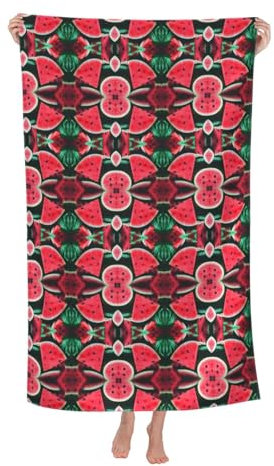 YHBLYKXP Strandtuch mit rotem Wassermelonen-Druck, Sommer-Strandtuch, saugfähiges Mikrofaser-Badetuch