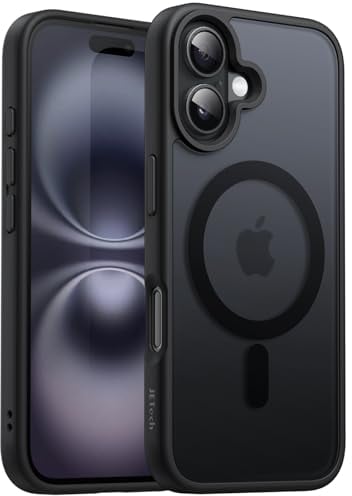 JETech Magnetic Case for iPhone 16 6.1-Inch Compatible with MagSafe, Translucent Matte Back Slim Shockproof Phone Cover (Black)
