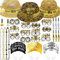 Bdecoll 42Stück Glitzer Silvester Deko 2025 Set,Happy New Year Haarreif Kopfschmuck Partyhüte Accessories - Frohes Neues Jahr - Neujahrsdeko - Dekoration zu Neujahr 2025