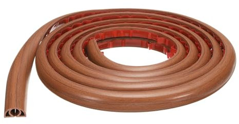 sourcing map 8ft Cord Cover Floor W0.3 x H0.3 Inner Channel PVC Hide Extension Cable Floor Wire Hider Wire Covers Protector for Prevent Cable Trips Cables Management, Wood Brown