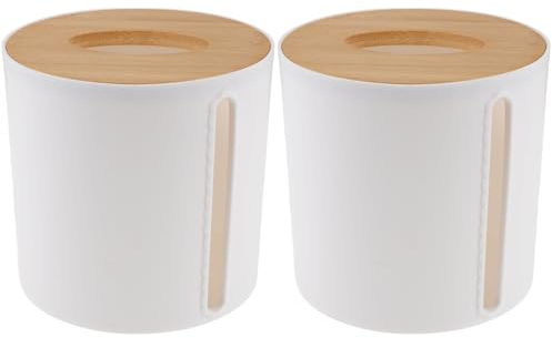 MAGICLULU Toilet Paper Roll Dispenser with Lid Freestanding Toilet Roll Storage Box Countertop Paper Holder for Kitchen Bathroom Bar Restaurant Set of 2