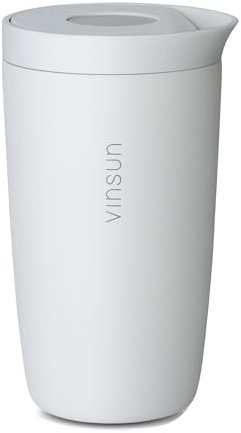 VINSUN Travel Mug for Coffee to go 350ml - Leak-Proof, Double-Walled Insulated, Stainless Steel - Hot & Cold Drinks - Coffee Mug with Quick Press Closure