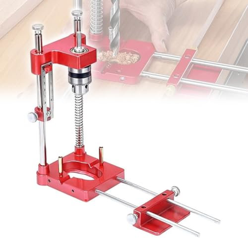 Mavdecll Portable Drilling Positioner, Adjustable Drill Bench Press Stand, Auto Line Drill Guide with Scale, Drill Up To 2 Inch Holes, Aluminum Alloy Base, Meet Different Woodworking Needs