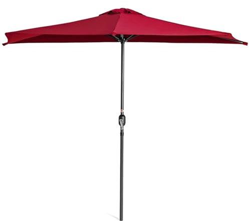 2,7 M Sonnenschirm Balkon Halbrund Terrassenschirm Gartenschirm Im Freien Mit Kurbelgriff, Sonnenschutz Für Den Balkon Im Freien(Red)