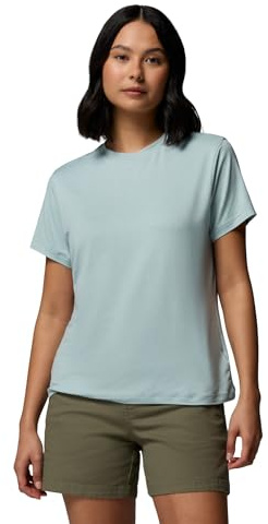Columbia Parsons T-Shirt für Damen, kurzärmelig, mit Punkt-Rückseite, Crushed Blue Heather/Floral Fun, Größe S