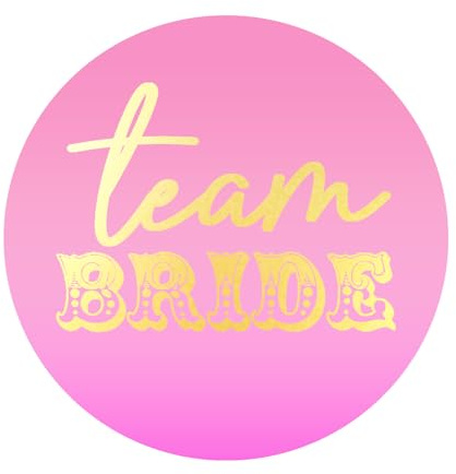 35 x Pink Team Bride Shiny Gold Hen Do Hen Party Stickers Favour Shiny Metallic Hen Night Labels