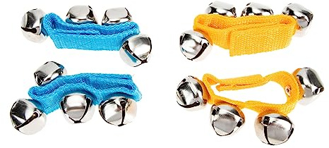 Cabilock 4 Stück Teiliges Handgelenk Glocken Armband mit Jingle Bells Langlebige Musikspielzeug Bänder für Party Tanz Weihnachten und Musikstunden Stilvolles Percussion Instrument