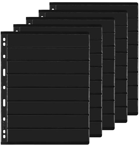 5 Sheets Postage Stamp Album Sleeves 8 Pockets Collecting Inserts | Uncle Paul Double-sided Stamp Collecting Album Pages 9 Hole for Collection Binder Black IS010805
