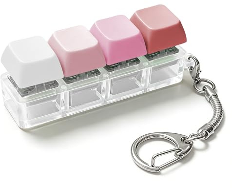 Primasage Tastatur Fidget Spielzeug, Leicht und Tragbar Schlüsselanhänger Tastatur mit Abnehmbaren Tastenkappen, Tastatur Fidget Toy Eignet Sich zur Stressbewältigung (Rosa)