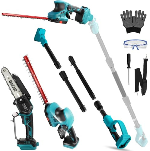 Akku Hochentaster AST Kettensäge & Heckenschere Teleskop für Makita 18V (Ohne akkus),Mini 6 Zoll Astsäge Verstellbare Teleskopstange 4 IN 1 Strauchschere teleskopsäge säge Arbeitshöhe bis 4,5m