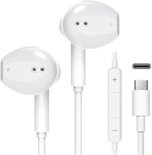 USB C In Ear kabelkopfhörer für iphone,HiFi Stereo Ohrhörer mit Mikrofon und Lautstärkeregler für Samsung GalaxyS25 24 Ultra A17 A36,type-c Kopfhörer mit Kabel kompatibel mit iPhone 16/15 Plus Pro Max