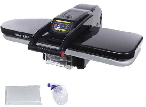 ROGONPDK 1600W Intelligente Dampfbügelpresse, 1 L Tischplatte Elektrisch Dampfbügeleisen, Dampfbügelpressensysteme, Bügelmaschine, Bügelautomat, für Haushalte und Bekleidungsgeschäfte (Schwarz)