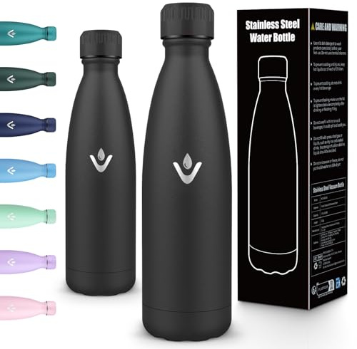 Motswedi Gourde Isotherme 750ml, Double Paroi, Gourde Inox, Thermos Isotherme, Anti-Fuite, Bouteille d'eau, Bouteille pour L'école, Travail, Voyage, Randonnée, Noir-6c