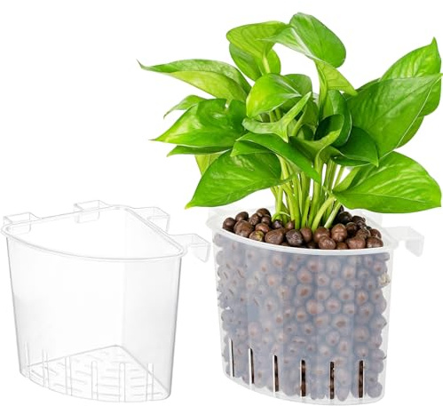 Borlech 2026 Latest Model Large Aquarium Corner Planter Hanging Plant Holder for Fish Tank Aquaponic Plant Cultivation and Aquascape Accessories Decorations (2 Pack) Transparent