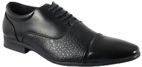 Infinity Leather Dolcetto Herren-Brogue-Schnürschuhe, schwarz