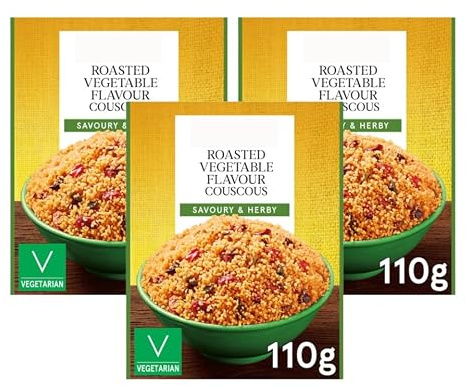 Roasted Vegetable Flavour Couscous, Pack of 3, with Roasted Peppers, Vegan, Just Add Water, Savoury and Herby, 250g
