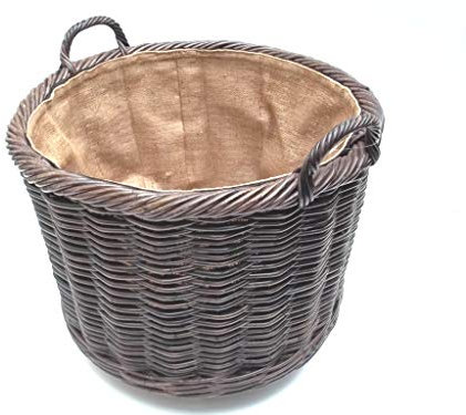 Kaminkorb auf Rollen, Holzkorb, Erntekorb, Kartoffelkorb aus Rattan Gr.2