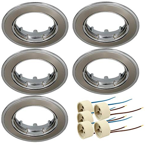 Trango 5er Pack BI-COLOR Alu-Druckguss Einbaustrahler 6735BC-05 Einbauleuchte inkl. 5x GU10 Fassung rostfrei Einbauspots Deckenspots, Deckenleuchte ohne Leuchtmittel