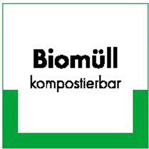 Indigos UG - Aufkleber - Biomüll - Textschild - 10x10 cm - Warnung - Sicherheit - Hotel, Firma, Haus
