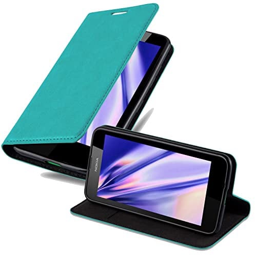 cadorabo Coque pour Nokia Lumia 630 en Turquoise PÉTROLE - Housse Protection avec Fermoire Magnétique, Stand Horizontal et Fente Carte - Portefeuille Etui Poche Folio Case Cover