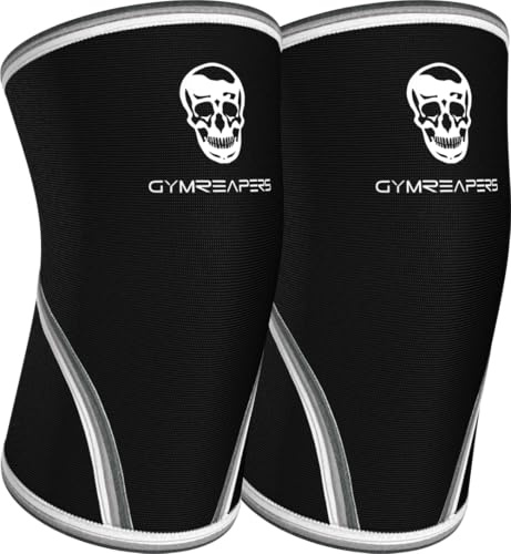 Gymreapers Ellenbogenbandagen (1 Paar) – Unterstützung, Kompression für Powerlifting, Gewichtheben, Bank, Sehnenentzündung – 5 mm Neoprenhülle (Schwarz/Weiß, Medium)
