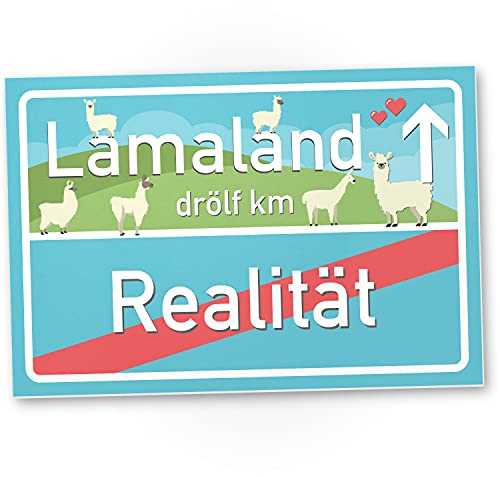 DankeDir! Lamaland Schild kleines Geschenk für sie - süße Lama Deko Wanddeko Türschild Mädchen Wohnung Zimmer Geschenkidee Geburtstagsgeschenk beste Freundin Party Deko mit Lamas