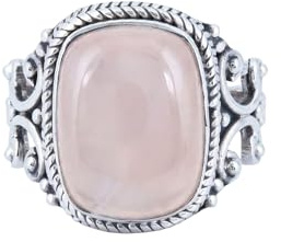 mantraroma Silberring Damen 925 Sterling Silber – eckiger Edelstein Ring, Vintage Statement Ring Schmuck, elegantes Geschenk für Frauen
