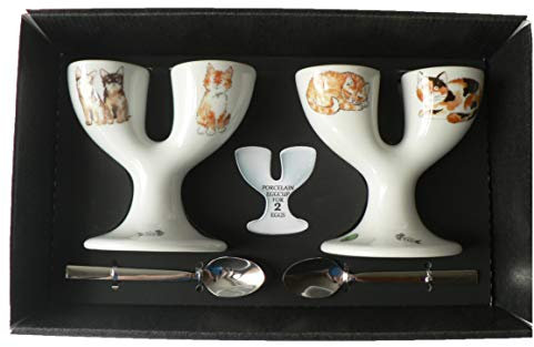 Cats Double eggcups Set of 2 Gift Boxed