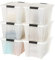 IRIS 588248 Lot de 6 boîtes de rangement transparentes à empiler et à tirer avec couvercles à verrouillage sécurisé pour la maison, le placard ou le bureau 30 l