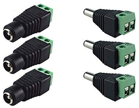 EFISH 5.5mm x 2.1mm DC Power Connector Male Female Screw Terminal Connector 12V CCTV Adaptors Plug for CCTV Camera DVR Security System LED Light (3 Pack)
